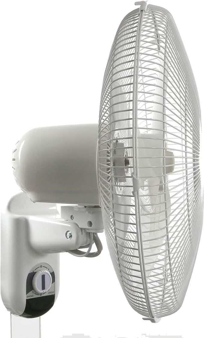 Hurricane 2-Pack 16" Classic Oscillating Wall Mounted Fan with 3 Quiet Speeds, White - Indoor Air Cooling Unit with Hanging Pull Cords for Home Garage, Office, Shed, and Grow Tents