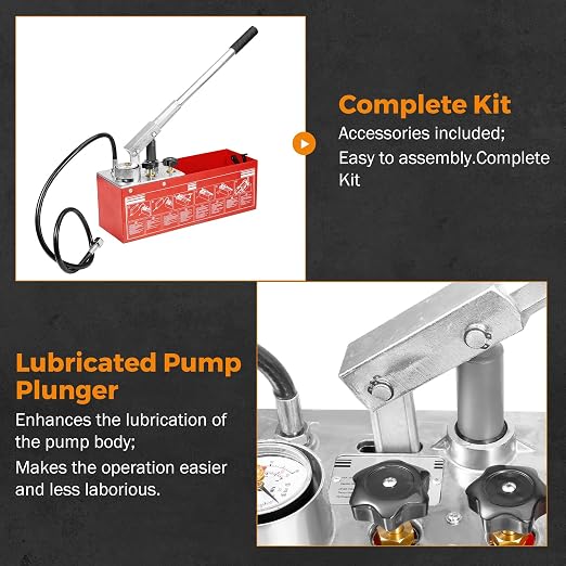 BEAMNOVA Hydrostatic Test Pump 3.17 Gallon Hydraulic Manual Water Pipe Leakage Pressure Tester Kit with Gauge Tank