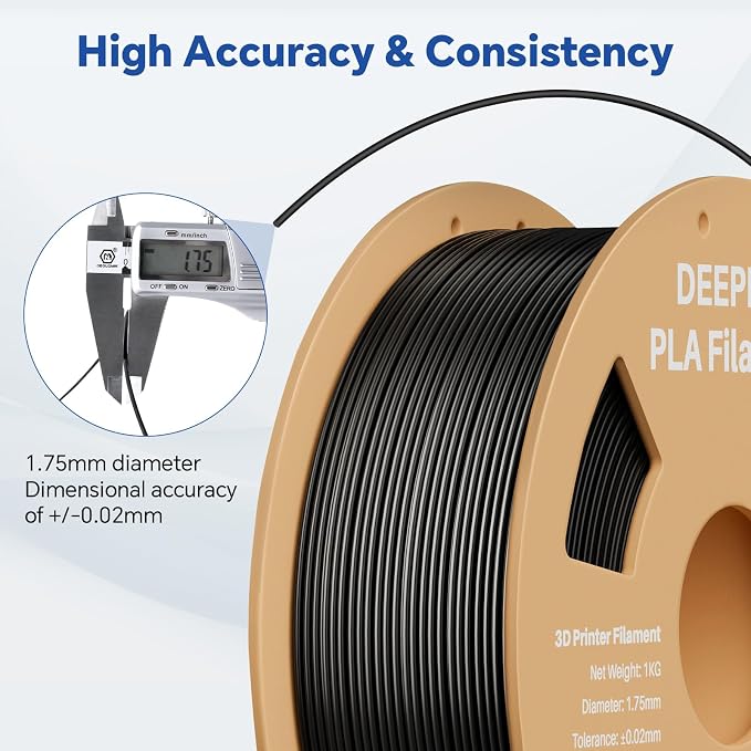 PLA 1.75mm 3D Printer Filament 8 Pack 250g Bundle, Dimensional Accuracy +/- 0.02mm, Neatly Wound, No Clogging, Fits for Most FDM 3D Printers, Black/White/Gray/Red/Yellow/Orange/Dark Blue/Green