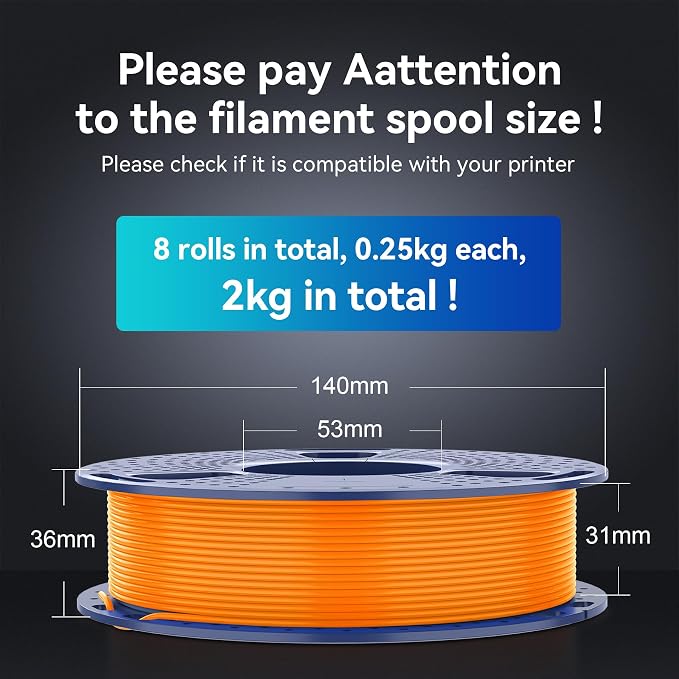 SUNLU High Speed PLA Filament Mini Pack, 30mm/s - 600mm/s Print Range, High Flow Speedy 3D Printer PLA Filament Bundle, 250g/Spool, Black+White+Green+Blue+Red+Orange+Yellow+Pink | 250g/Spool, Black, White, Green, Klein Blue, Red, Sunny Orange, Yellow, ...