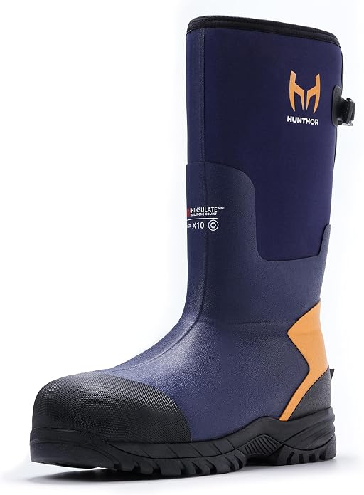 Steel Toe Work Boots for Men, Rubber Boots Xerogel Thermal Lining