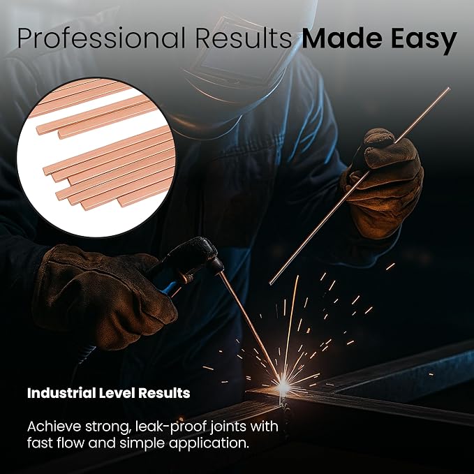 62 pcs Brazing Rods AWS BCuP-5 15% Silver Solder Phos Copper Brazing Alloy Flat Welding Rods 0.050"x1/8"x10" for HVAC, Refrigeration, and Industrial Applications
