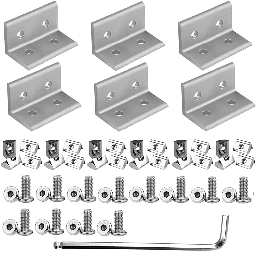 4080 Corner Bracket Connector Set for 4080 8080 Aluminum Extrusion Accessories 6Set(Silver L)