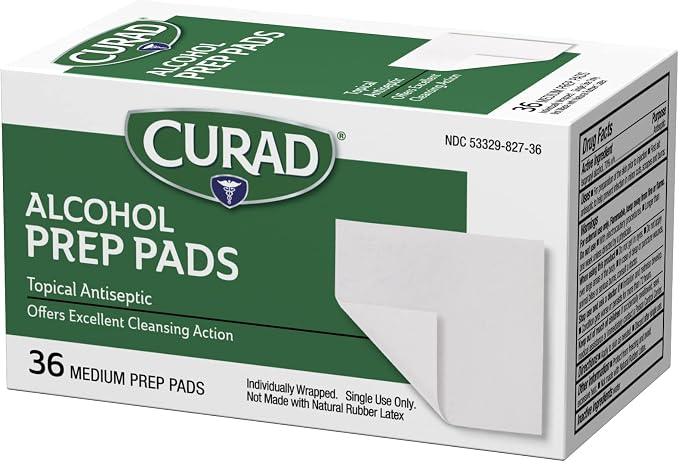 CURAD Medium 2-Ply Sterile Alcohol Prep Pads, Essential for First Aid Kits, 36/Box, Pack of 30