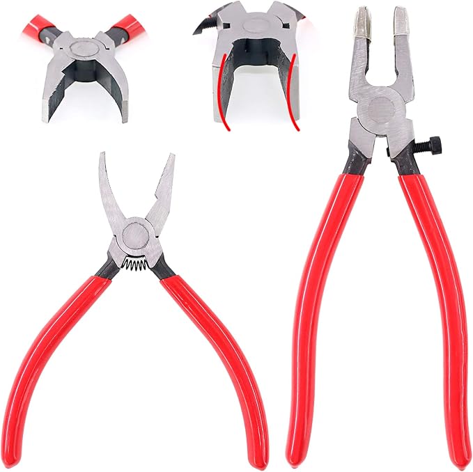 Swpeet 5Pcs Heavy Duty Glass Mosaic Cutter Kit and 2Pcs Heavy Duty Breaker Grozer Pliers and Glass Running Pliers Kit