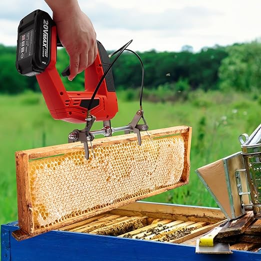 Portable Electric Bee Remover, 4-Speed Handheld Beehive Frame Shaking Machine with 2 Batteries & Charger, Cordless Bee Shaker for Beekeepers | Premium stainless steel, plastic & iron build. Perfect for bee farms, apiaries, and beekeeping cooperatives.