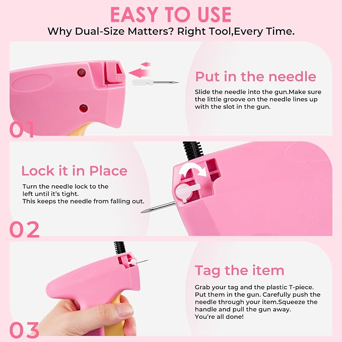 Stitch Gun for Clothes - Handheld Stitch Gun Quick Clothing Fixer - Tagging Gun - Includes 6 Needle, 1000 Black Fasteners & 1003 White Fasteners