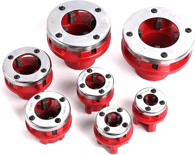 7 Size Ratchet Type Pipe Threader Threading Dies 3/8" to 2" NPT