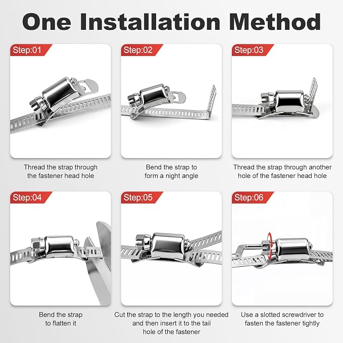 Hose Clamps Stainless Steel, Cut-To-Fit 32.81FT Metal Strap and 20 Fasteners, Worm Gear Drive Hose Clamp Metal Fuel Line Pipe Clamp for Plumbing, Automotive And Mechanical Application