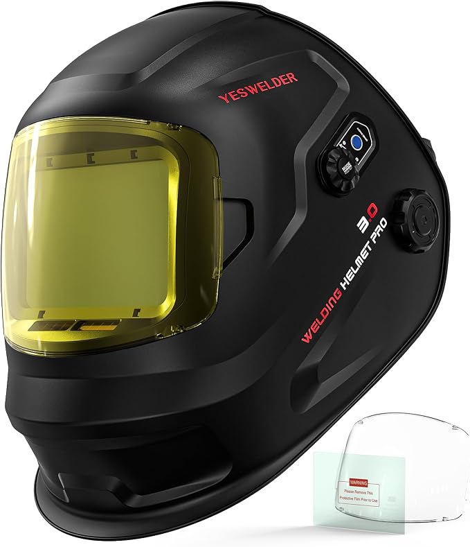 YESWELDER Intelligent Auto-Shade Auto-Darkening Welding Helmet, Large View with Internal Digital Display, True Color 1/1/1/1, Memory & Gradient Wide Shade 3/4-8/9-14 for MIG/TIG/Stick/Tack/Grind/Cut