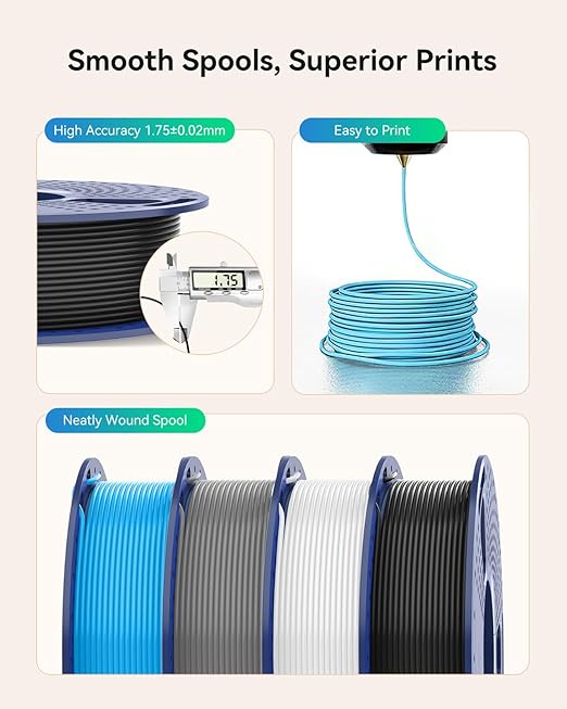 Marble PLA Filament 1.75mm Bundle, 3D Printer Filament Bundle Multicolor, Individually Vacuum Packed, 250g Spool, 4 Rolls, Ashen Concrete+Shadow Storm+Forest Green+Brick Red