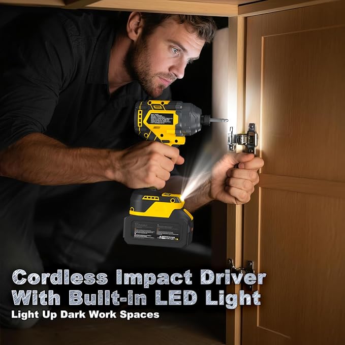 Cordless Impact Driver 2655In-lbs(300N·m) - 21V 1/4" Hex Chuck Brushless Hand Impact Driver With 2 x 4.0Ah Battery & Charger & 14 x Sockets Set & 10 x Screwdriver Bits for Home Projects & DIY