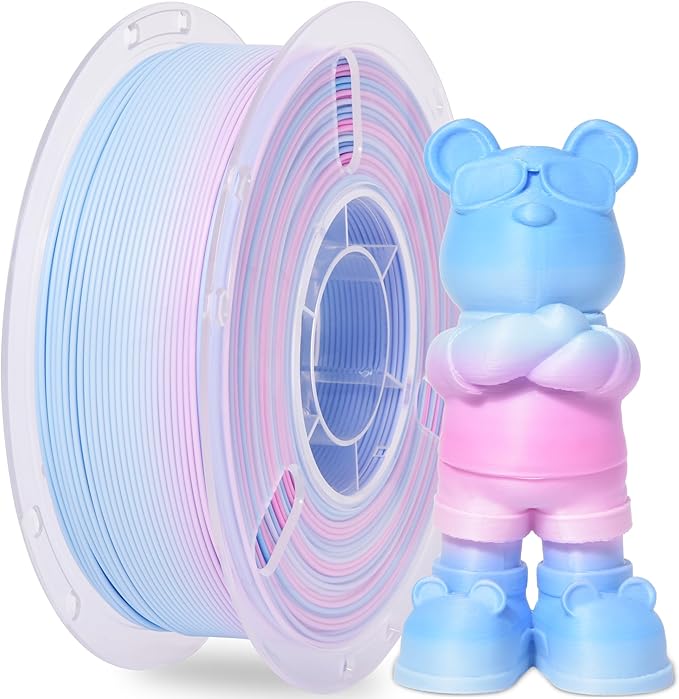 RAMBERY 3D Printer PLA Filament Matte Rainbow PLA Filament for Most FDM 3D Printer, 1.75mm 1kg(2.2lb), Matte Rainbow Blue-Red