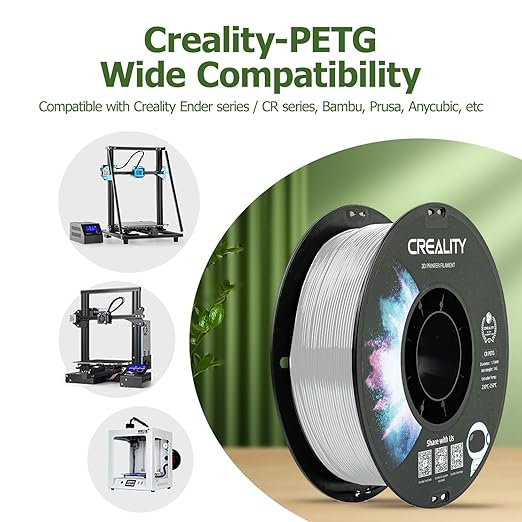 Official CREALITY PETG 3D Printer Filament 1.75mm 1KG (2.2lbs), High Precision Strong Toughness, Odorless Better Flow Moistureproof 3D Printing Ender Filament