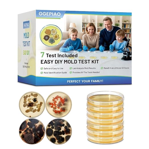 Mold Test Kit for Home,7 Simple Detection Tests,Test HVAC System,Home Surfaces, Indoor Air Quality Testing,DIY Mold Detector for Home,Includes Detailed Mold Identification Guide,Black Mold Testing kit