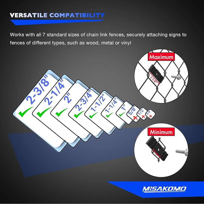 4pcs LinKlip Chainlink Fence Easy Sign Mount Fastener Bracket Clip with Stainless Steel Bolt, for Standard Chain Link Fence Sign Mounting Bracket Clamp, Metal Flag Banner Display Signs Installation