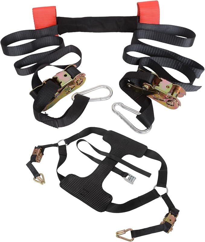 Motorcycle Tie-Down Strap Kit, Front Handlebar & Rear Wheel Tie Down Straps, Heavy Duty 1,500 lbs Break Strength with Ratchet Straps for Motorcycle Transport