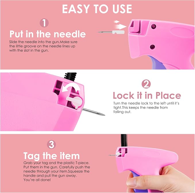 Stitch Gun for Clothes - Handheld Stitch Gun Quick Clothing Fixer - Tagging Gun - Includes 6 Needle, 1000 Black Fasteners & 1000 White Fasteners
