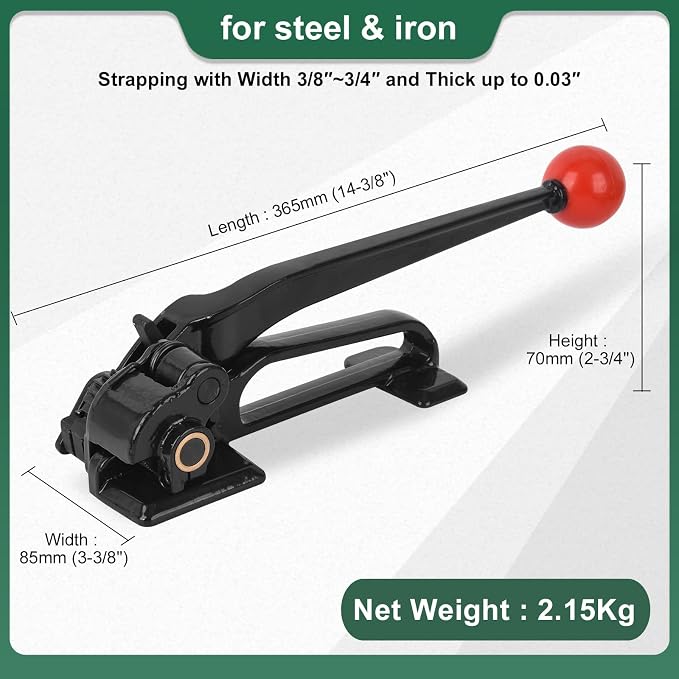 Steel Banding Tensioner - Metal Banding Tool Feedwheel Banding Tensioner for Metal Strapping 3/8"~3/4" Width, Heavy-Duty Strapping Tool for High-Strength Package