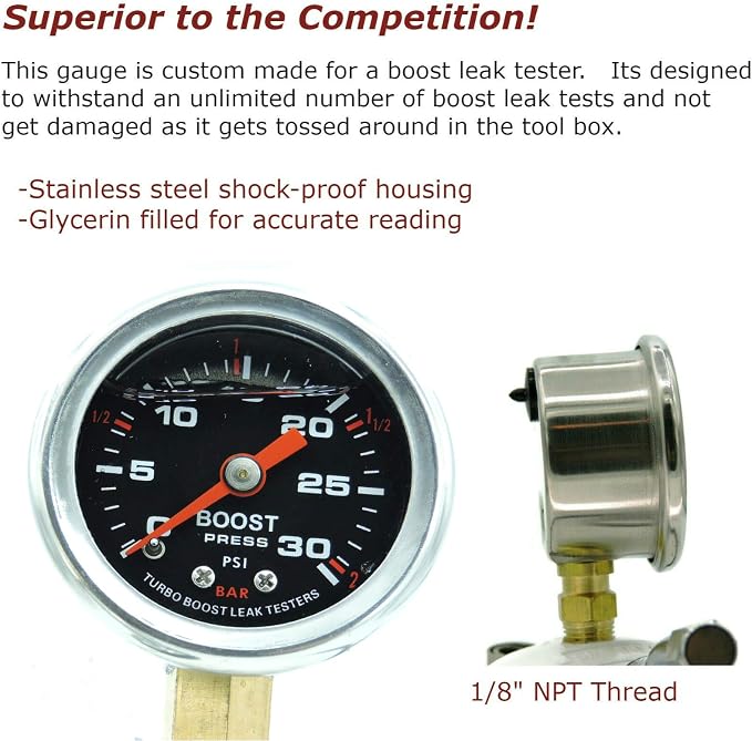 4" inch Turbo Boost Leak Tester - Leak Detector - 6061 Billet Aluminum - 30 PSI - Check Test Intake Charge Pipe Pressure Leaks - Includes Both Tire and 1/4" Air Fititng