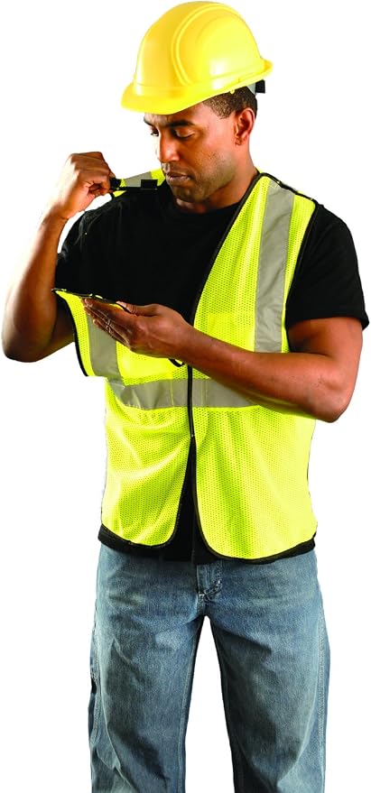 OccuNomix ANSI/ISEA 107-2020 Class 2 Type R Mesh Surveyor Vest - Reflective Safety Vest with Pockets, Dual Sizes (S/M-4X/5X)