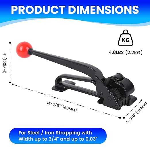Steel Banding Tool Strapping Tensioner - Strapping Tool Feedwheel-Type Banding Tensioner for 3/4" Width Metal Banding, High-Tensile Package, Tensioning
