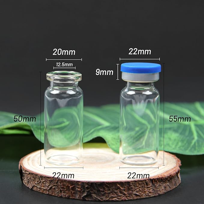 20mm Vial Crimper and 100 Pcs 10ml Clear Flip Top Glass Vials Set, Lab Bottle Sealing Tool, Vial Crimping Tool and 10ml Glass Vials
