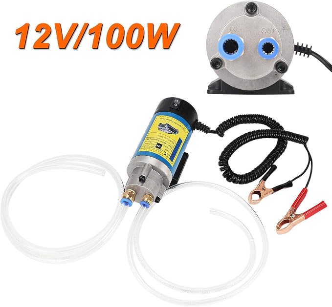 Quick Oil Change Pump, DC 12V 100W Oil Diesel Fluid Pump Extractor Transfer Pump & Tubes Kit for Car, Boat, Motorbike, Truck, RV, ATV and Other Vehicles