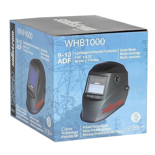 Sellstrom Lightweight,Ergonomic Design,Nylon,Blue Lens Technology,All-Day Comfort,Excellent Optical Clarity,Advantage Series Welding Helmet with ADF Technology,Black/Red,7'Wx 13'H x 5'L,S26100