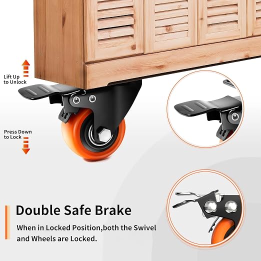 Caster Wheels- 2 Inch Casters Set of 4 Heavy Duty, TAYLOON Locking Industrial Casters with No Noise Polyurethane Wheels, Swivel Plate Casters for Furniture and Workbench - Set of 4 (Free Screws)