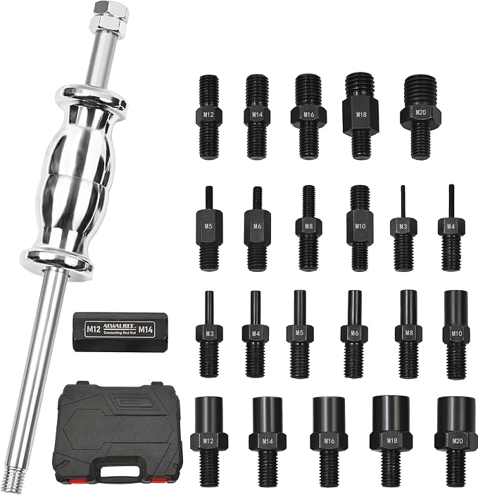 Slide Hammer Set, 24 PCS Heavy Duty Bearing Puller, Metric Dowel Pin Puller Set, Bushings, Bearings Removal Tool, Seals Removing Tools Attachments