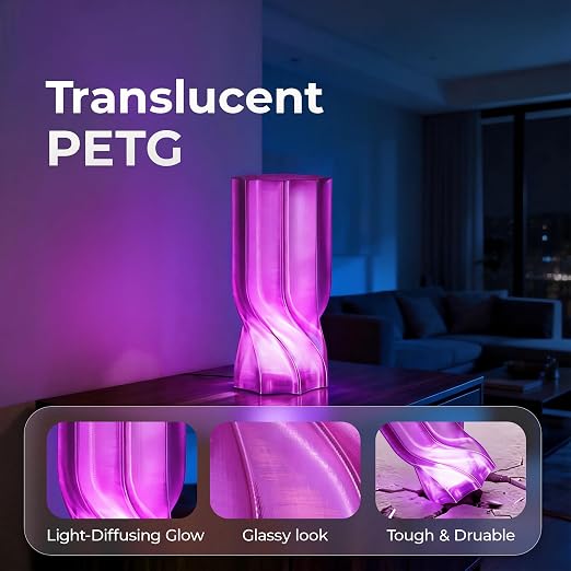 Official Creality PETG 3D Printer Filament 1.75mm 1KG (2.2lbs), High Precision, Strong Toughness, Odorless, Better Flow, Moistureproof 3D Printing CR PETG Filament, Translucent Purple