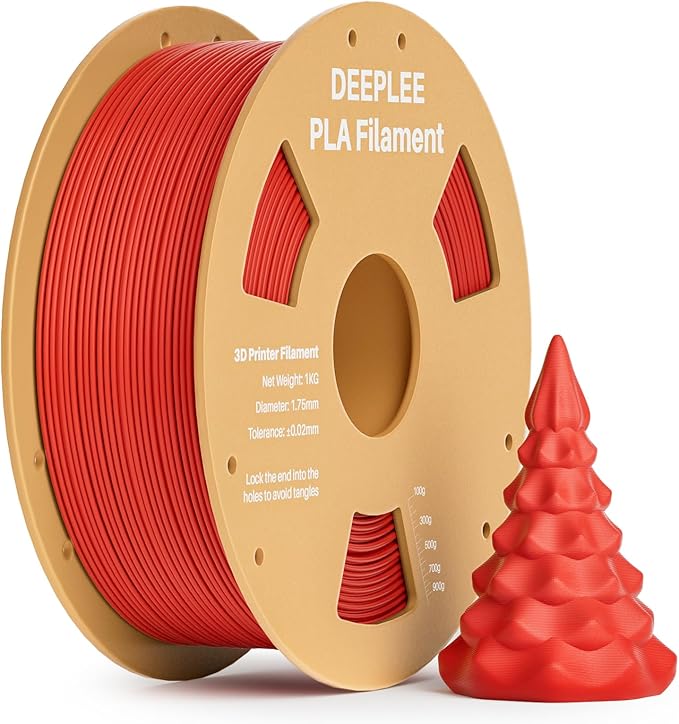 PLA 1.75mm 3D Printer Filament, Dimensional Accuracy +/- 0.02mm, Neatly Wound, No Clogging, Vacuum Package, Fits for Most FDM 3D Printers, Cardboard Spool 1kg Red