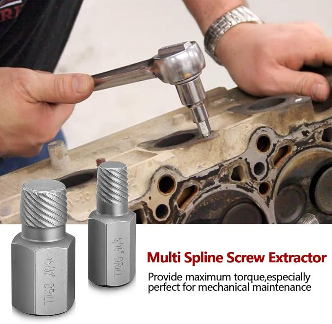 25-Piece Screw Extractor Set, Multi-spline Easy Out Extractors CR-MO Bolt Remover for Removing Broken Studs, Bolts, Socket Screws