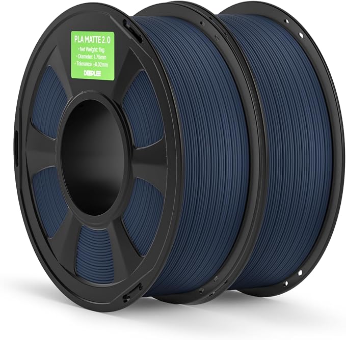 Matte PLA 2.0 Filament 1.75mm, 3D Printer Filament Dimensional Accuracy +/- 0.02mm, No Clogging, Smooth Texture, 2KG Navy Blue