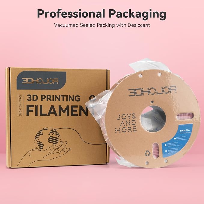3DHoJor Matte PLA Filament 1.75mm, Upgrade 1kg Cardboard Spool PLA Filament 1.75 PLA 3D Printing Filament, Print with Most 3D Printers Using 3D Filament-Morandi Purple