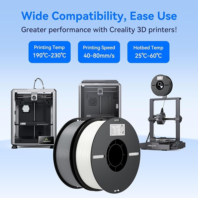 Creality PLA Filament 1.75mm Bundle 12KG, High Precision +/-0.02mm 3D Printer Filament, Consistent Extrusion, Smooth Printing, 12 Pack 1KG Spool,Fits for Most FDM 3D Printers