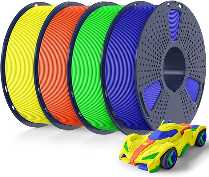 SUNLU High Speed PETG Filament 1.75mm 4KG Bundle, 3D Printer Filament 4kg, 1kg per Spool, Pack of 4, 4 Colors, Blue+Green+Orange+Yellow