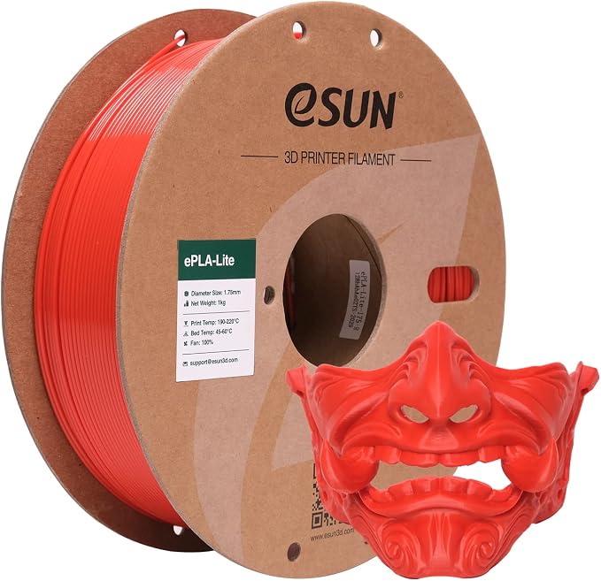 eSUN PLA Filament 1.75mm, High Toughness 3D Printer Filament Upgraded PLA Filament, Dimensional Accuracy +/- 0.03mm, 1KG Cardboard Spool (2.2 LBS) 3D Printing Filament for 3D Printers, Red