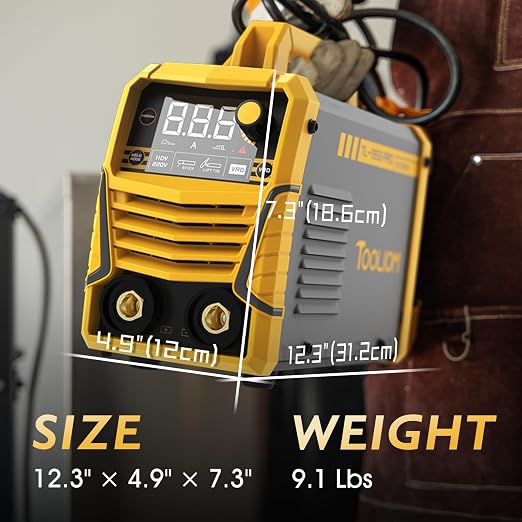 TOOLIOM 195A Stick/Lift TIG Welder with Lift TIG Torch 110V/220V Dual Voltage Welding Machine with Synergic Control Portable MMA Welder Machine with VRD, Hot Start and ARC Force