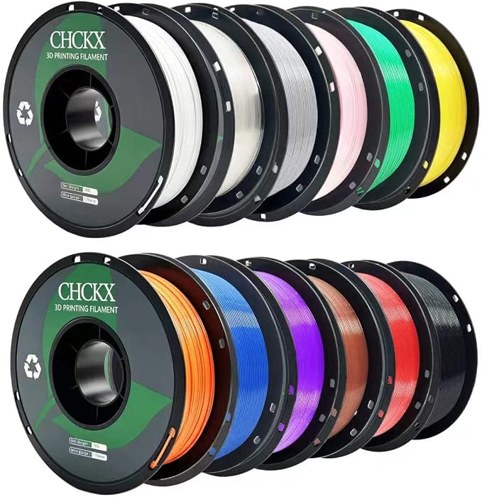 12Rolls PETG Filament Bundle 1kg Spool(2.2lbs), 1.75 mm Fit for Most 3D Printers,Black+White+Grey+Red+Green+Blue+Yellow+Purple+Orange+Coffee+Transparent+Cherry Blossom Pink
