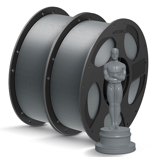 ANYCUBIC PLA+ 3D Printer Filament Bundle, PLA Plus 1.75mm Dimensional Accuracy +/- 0.02mm, Fit Most FDM 3D Printers, 1KG Spool, 2KG Texture Grey