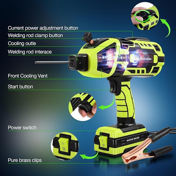 Portable Welding Machine, 110V Handheld Welder Machine with IGBT Inverter 6 Variable Current Adjustment 20-120Amp Welding Output Portable Welder Handheld for 1/16"-1/8" Size Welding Rods