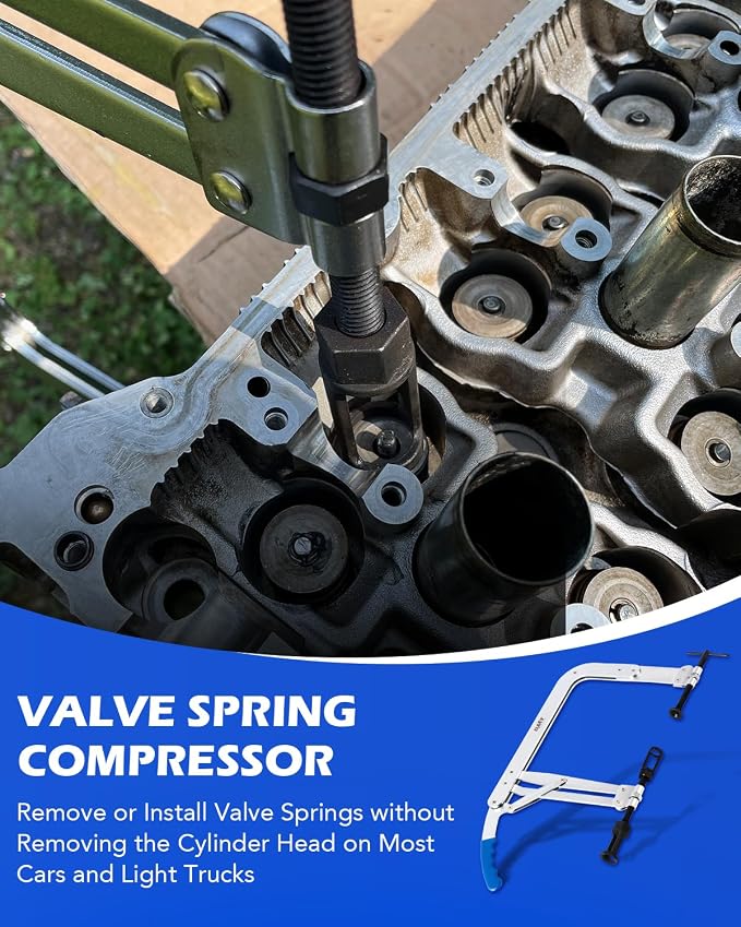 Orion Motor Tech Large Valve Spring Compressor Tool, Valve Spring Removal Tool & Adjustment Tool with 1" & 1-3/16" Adapters, Direct Action Valve Spring Compression Tool for Overhead Valve Engines