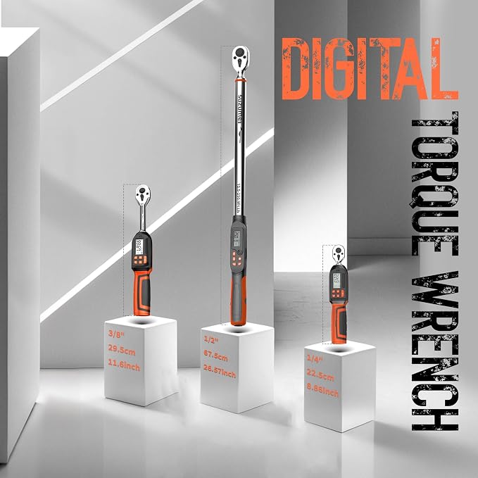SUZUME 1/4 Torque Wrench Digital (1.1-22.2 Ft.Lb/ 1.5-30 N.m) Data Storage Digital Torque Wrench 1/4 Drive with Buzzer and LED Flash ±2% High Accuracy Digital Torque Wrenches for Bicycle