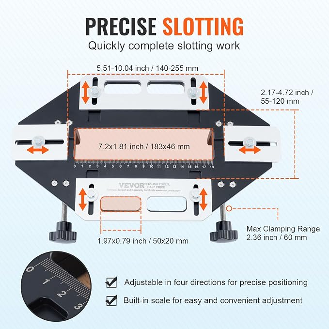 VEVOR Door Hinge Jig, Aluminum Alloy Woodworking Hole Opener, Slotting Locator, Flexible Wooden Door Hinge Hole Guide, Hinge Template Jig for Door Hinge Groove and Door Lock Installation