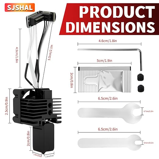 Bamboo Lab P1P, P1S Hotend Complete Kit, Full Assembly Hardened Steel Hot End with 0.4mm Nozzle, Cooling Fan, Thermistor,and Extruder Heating Block Replacement for P1 Series 3D Printer