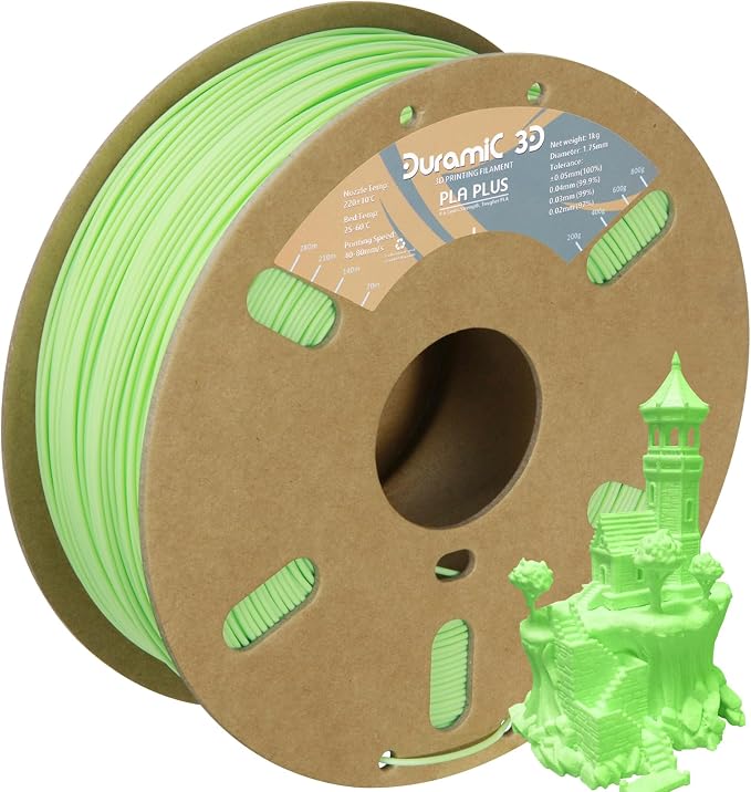 DURAMIC 3D PLA+ Printer Filament 1.75mm PLA Plus Neatly 1Kg Spool(2.2lbs) | PLA Pro Tougher and Stronger, Dimensional Accuracy Probability +/- 0.02mm Neon green