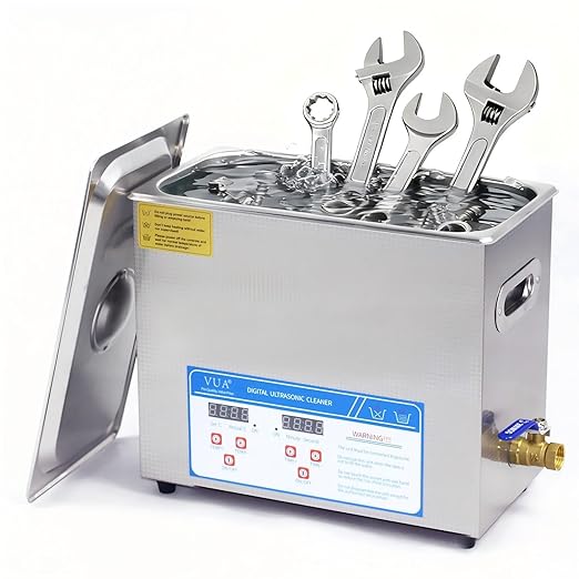 6L Ultrasonic Parts Cleaner with Heater and Digital Timer, 40kHz 180W Professional Ultrasonic Cleaner Machine with Drain Valve for Carburetors, Fuel Injectors, Auto Parts, Tools and Jewelry