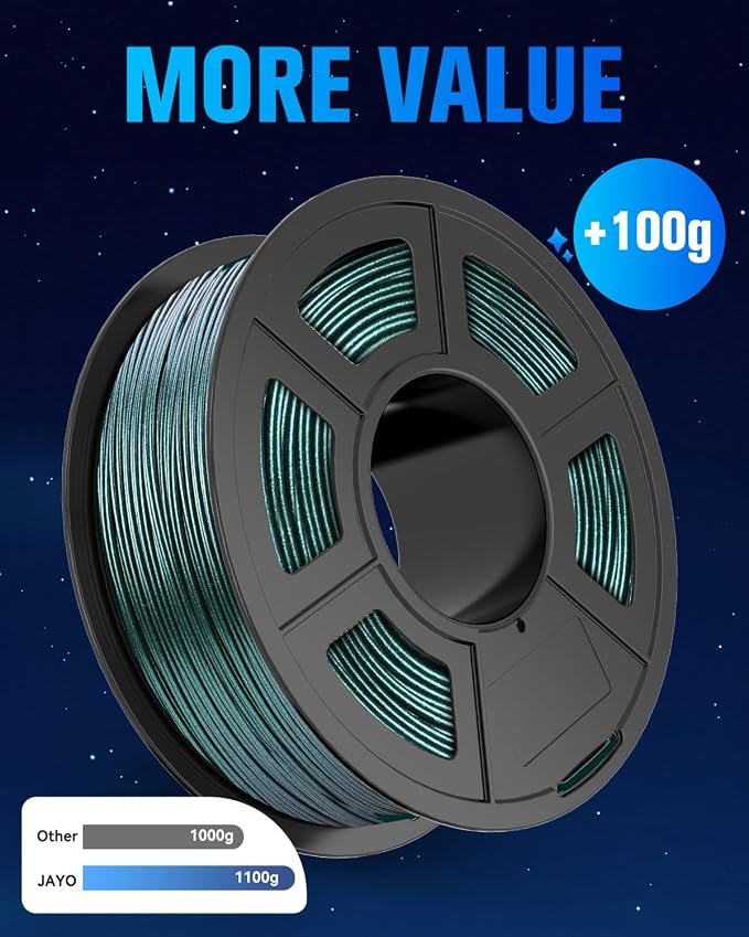 JAYO Galaxy PLA 3D Printer Filament 1.75mm, Purple 1.1kg Spool | Sparkle Glitter Finish, Color-Shifting Effect, ±0.02mm Accuracy, Tangle Free, Fits for Most FDM 3D Printers